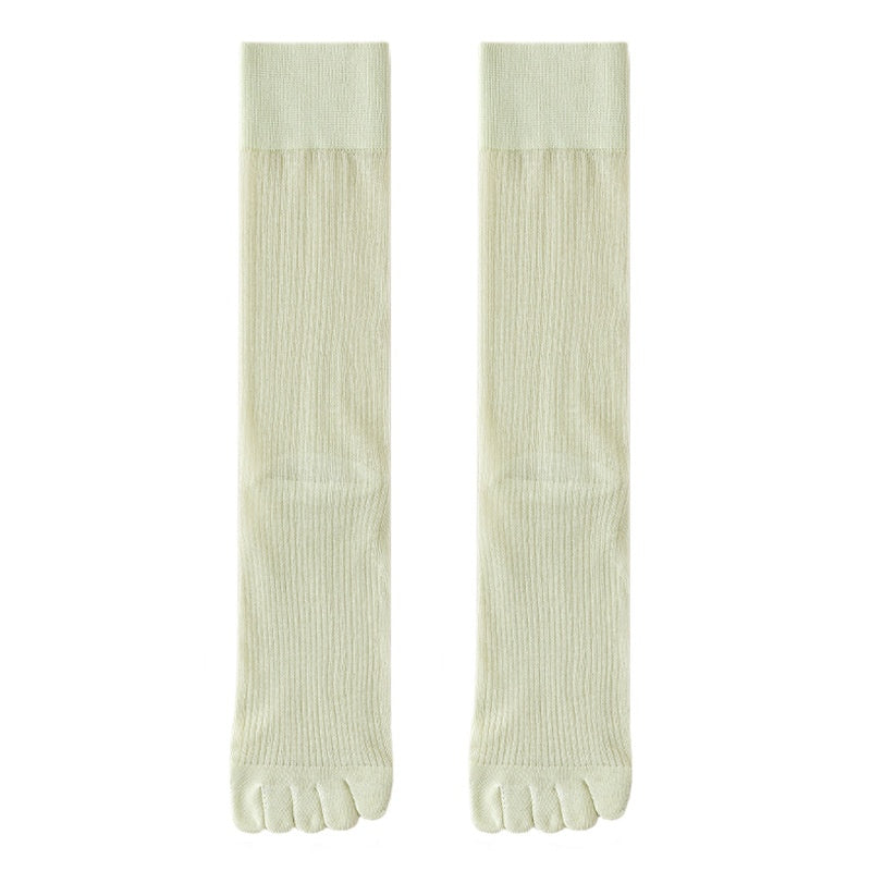 Chaussettes cinq orteils pour les femmes Été mince mi-calf Chaussettes absorbante et déodorante