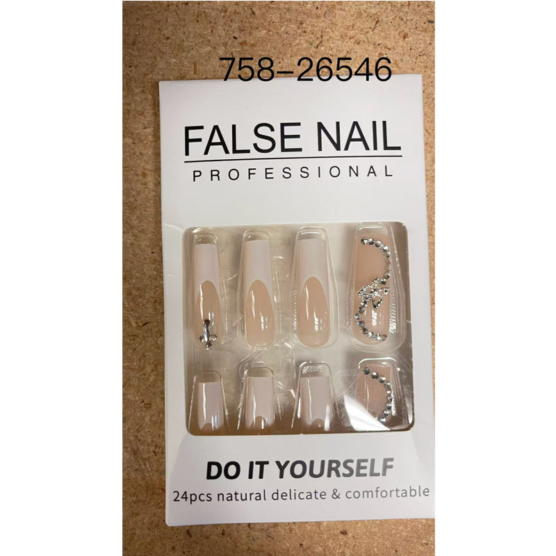 24 PCS Fleur Blanche Diamant Papillon Nail Art
