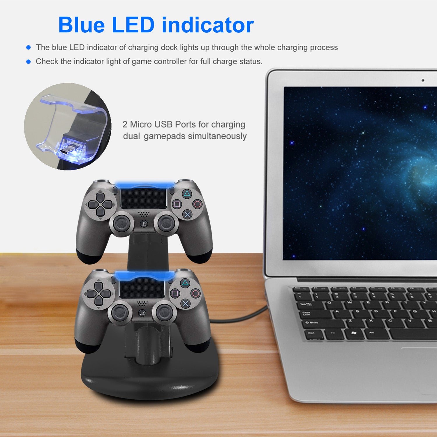 Support de chargeur USB double micro pour le contrôleur de gamepad Slim PS4 Pro-PS4