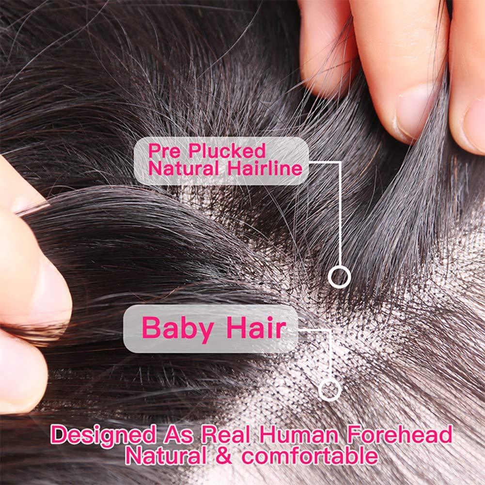 Perruque naturelle cheveux réels avant la dentelle noir