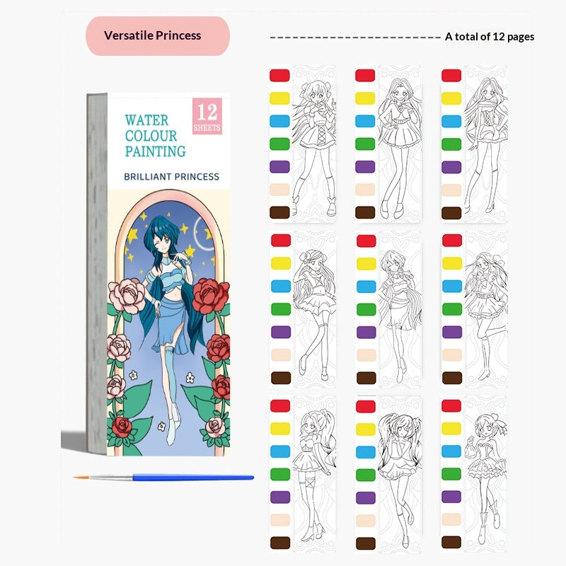 Livre de coloriage aquarelle pour enfants de langue anglaise avec peintures intégrées