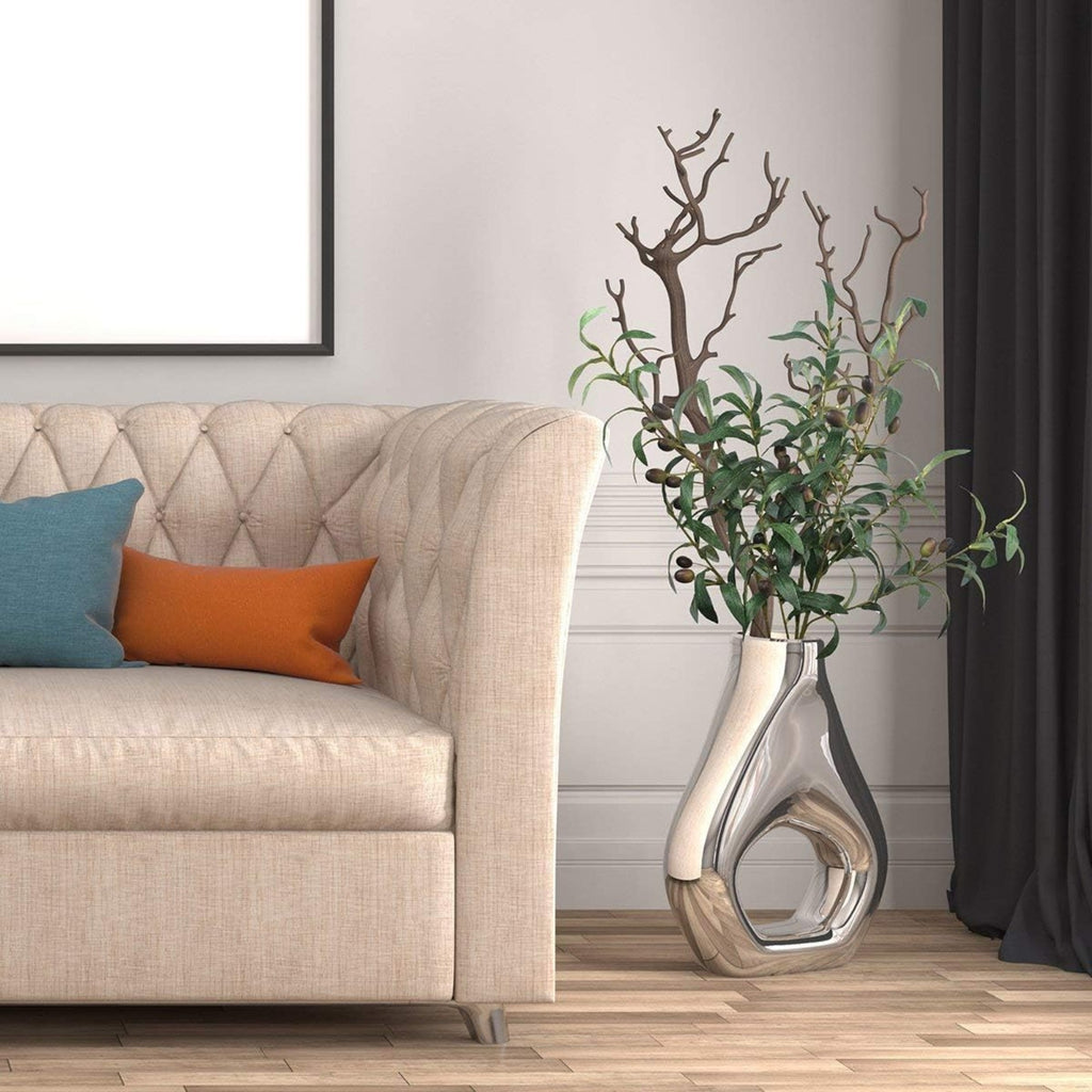 Ensemble 4 pièces de branches d'olive artificielle avec quatre feuilles chacune
