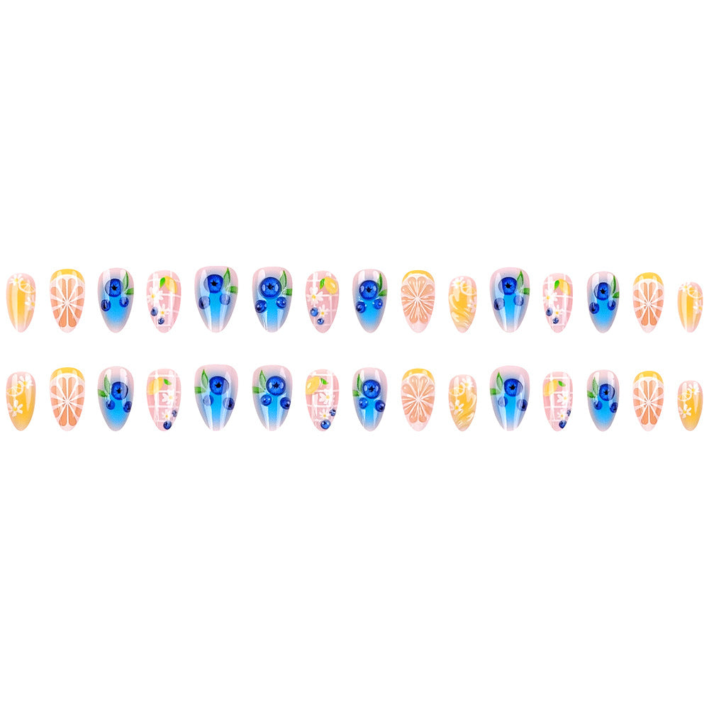 30 pièces de court amande en forme de fruit presse Type Blueberry Gradient Acrylic Nail Stick
