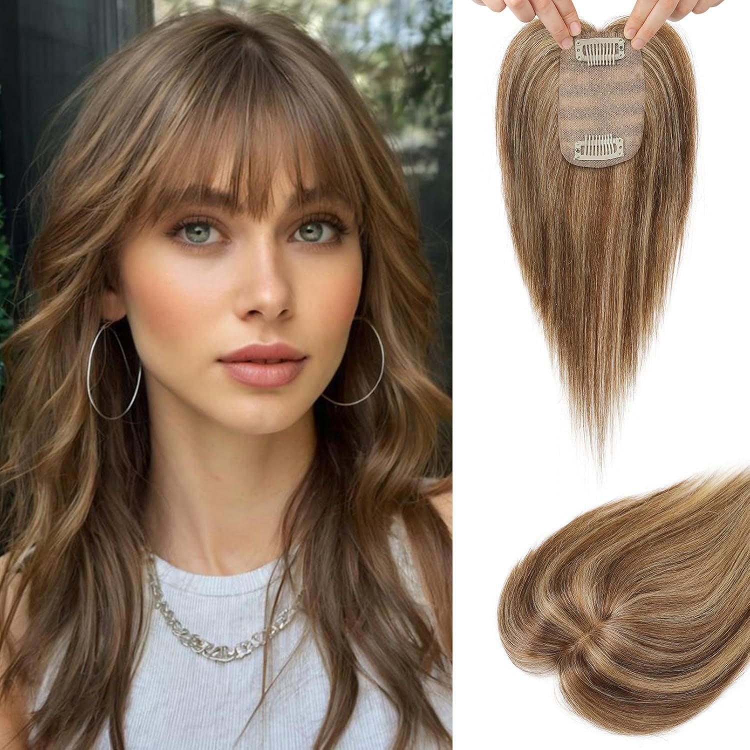 Perruque synthétique dorée avec une coiffure scalp réaliste