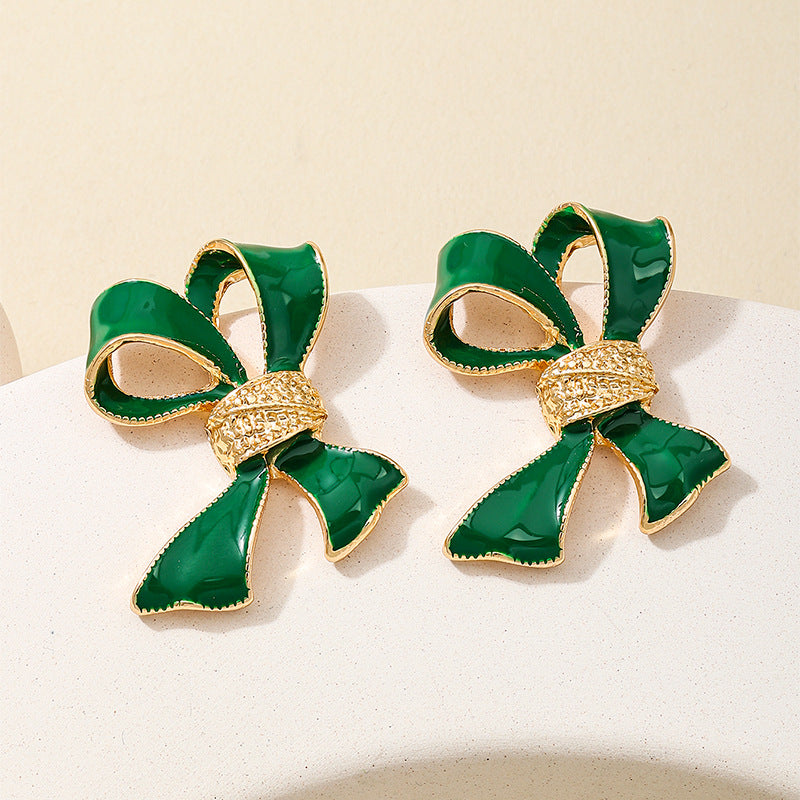 Boucles d'oreilles pour femmes de la Bow verte