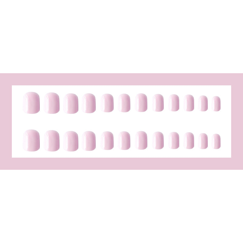 24 pièces Short Square Minimalist Fashion Nail Polish Set en couleur rose Pure Desire. Longue Pr