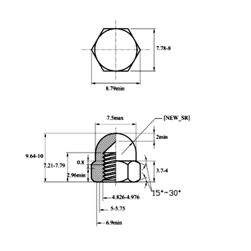 Cap intégré Sémicercle balle écrou bouchon vis