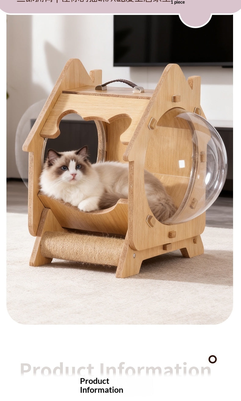 Capsule transparente Extra-Grand Lit Multi-Functional Scratching Post Cat House