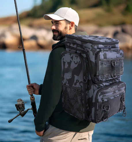 Outdoor Multi-Functional Fish Tackle sac de pêche Rangement de la tige de poisson sac à dos