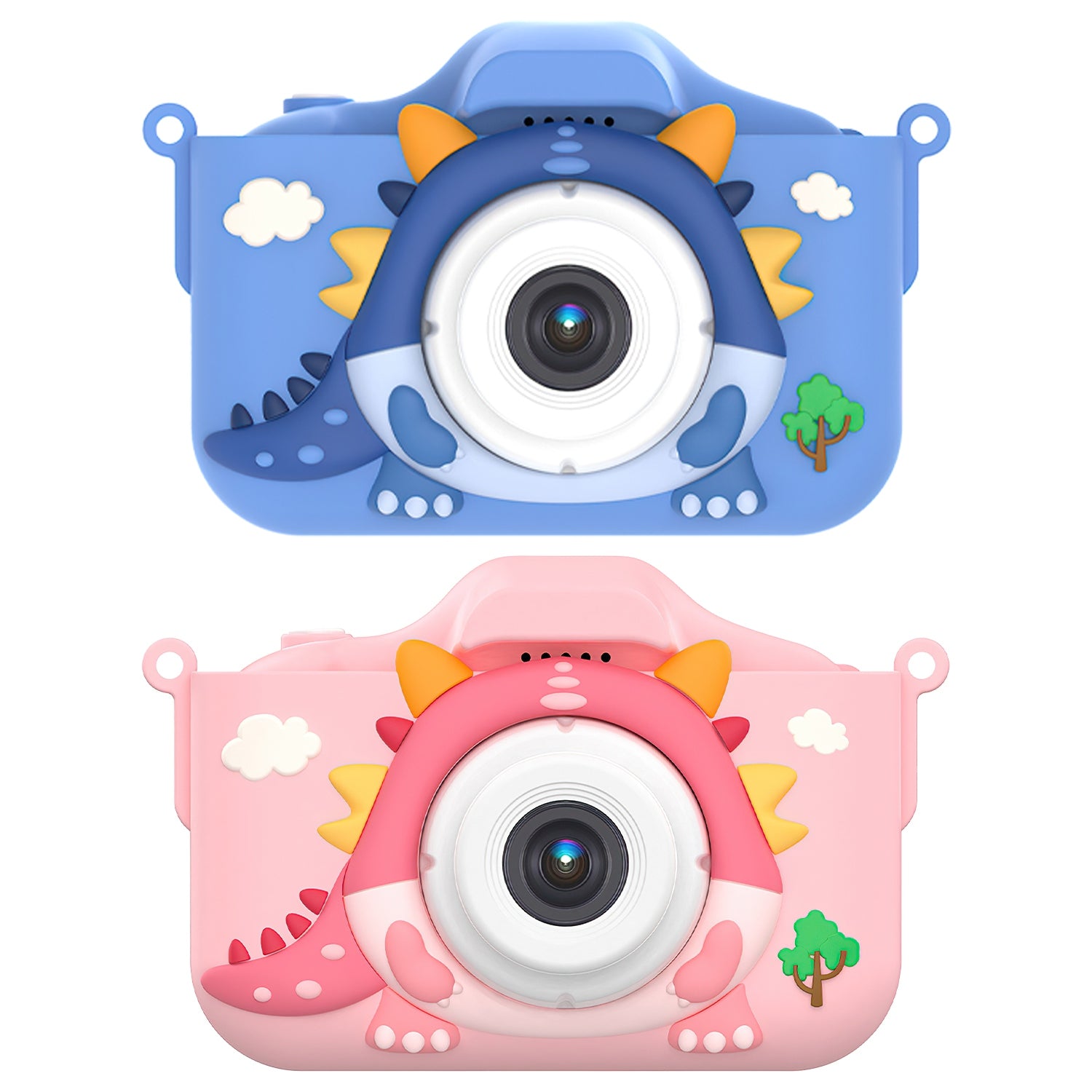 Pink-Blue Options -- 1Pc Dinosaur Kids Caméra de caricature de selfie 48MP 1080P HD Digital