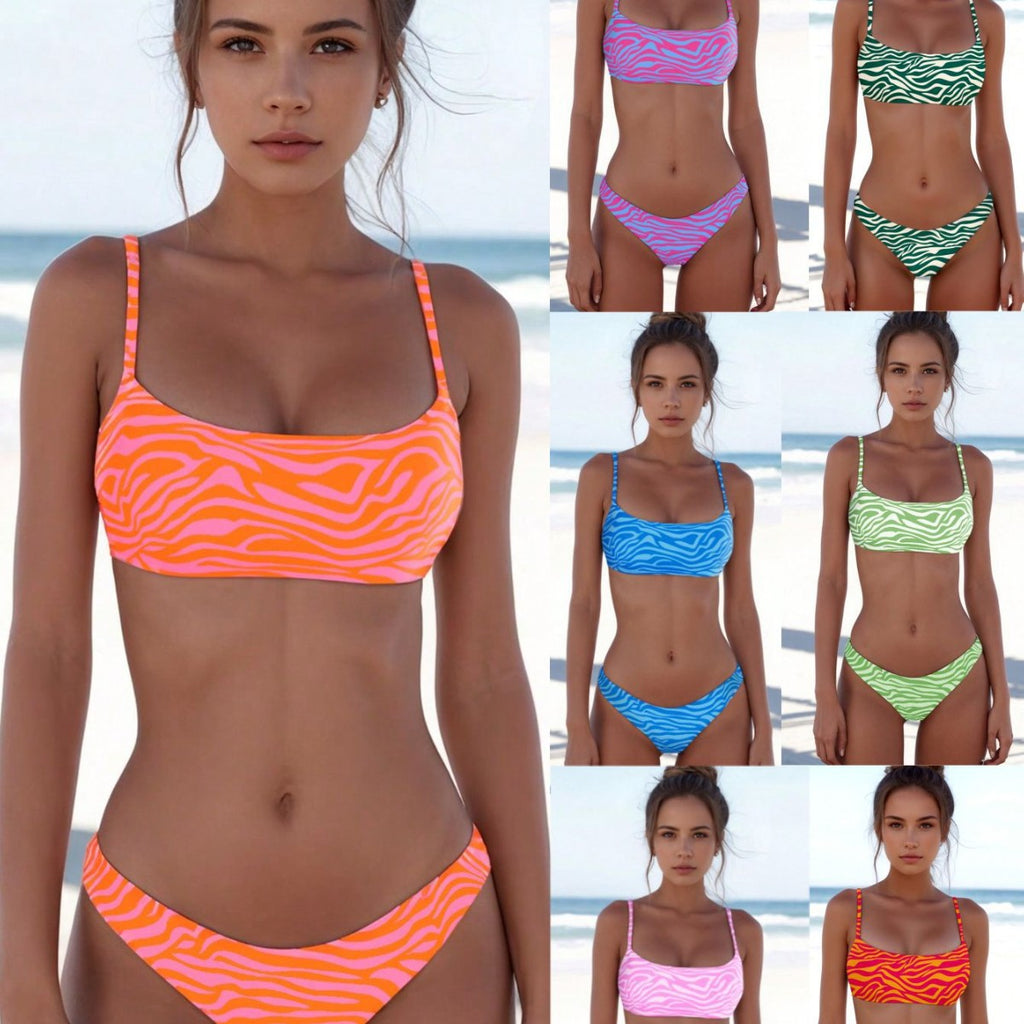 Ensemble polyvalent de bikini sexy imprimé zèbre pour femmes