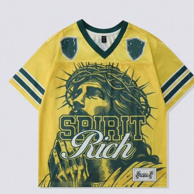 T-shirt lettre Retro Polyester Mesh American Retro