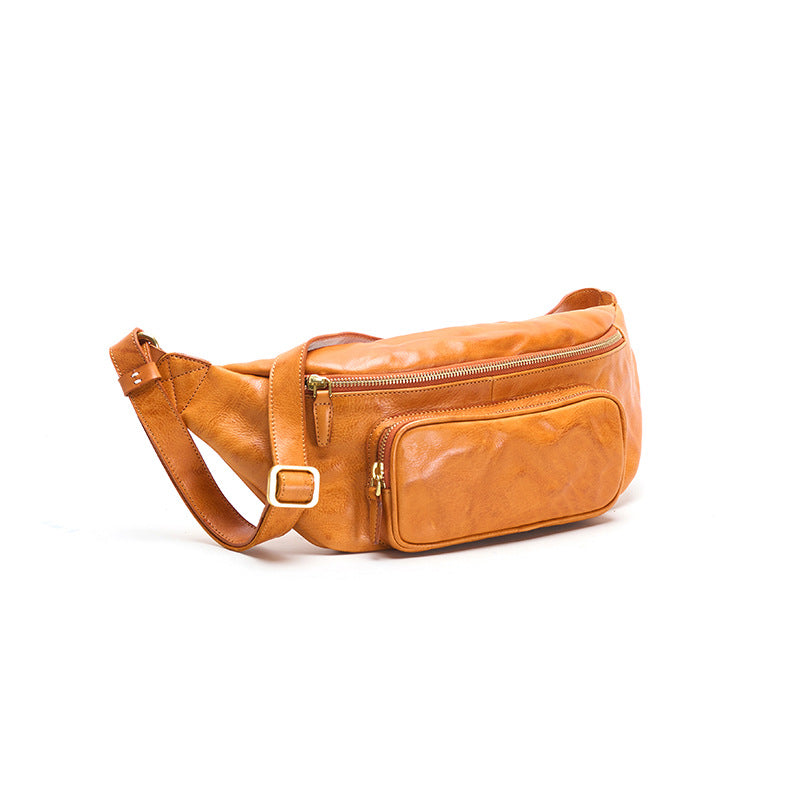 Sac croisé Cowhide de première rangée rétro