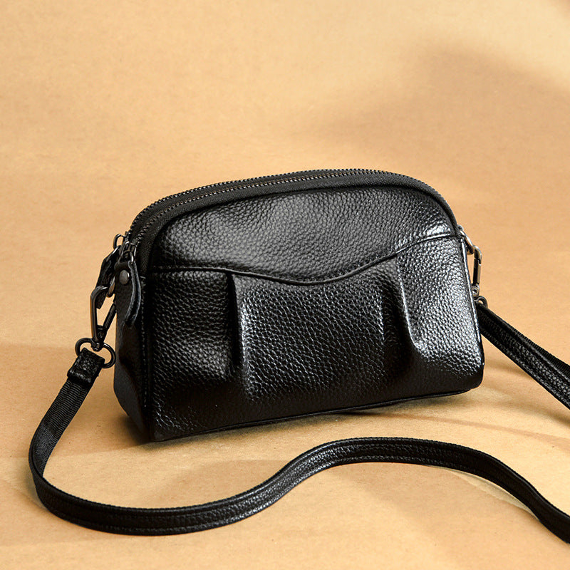 Sac multi-poches en cuir véritable pour femmes
