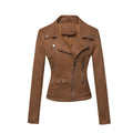 Veste en cuir pour femmes style court Slim-Fit Suede Veste en cuir Velours pour la navette