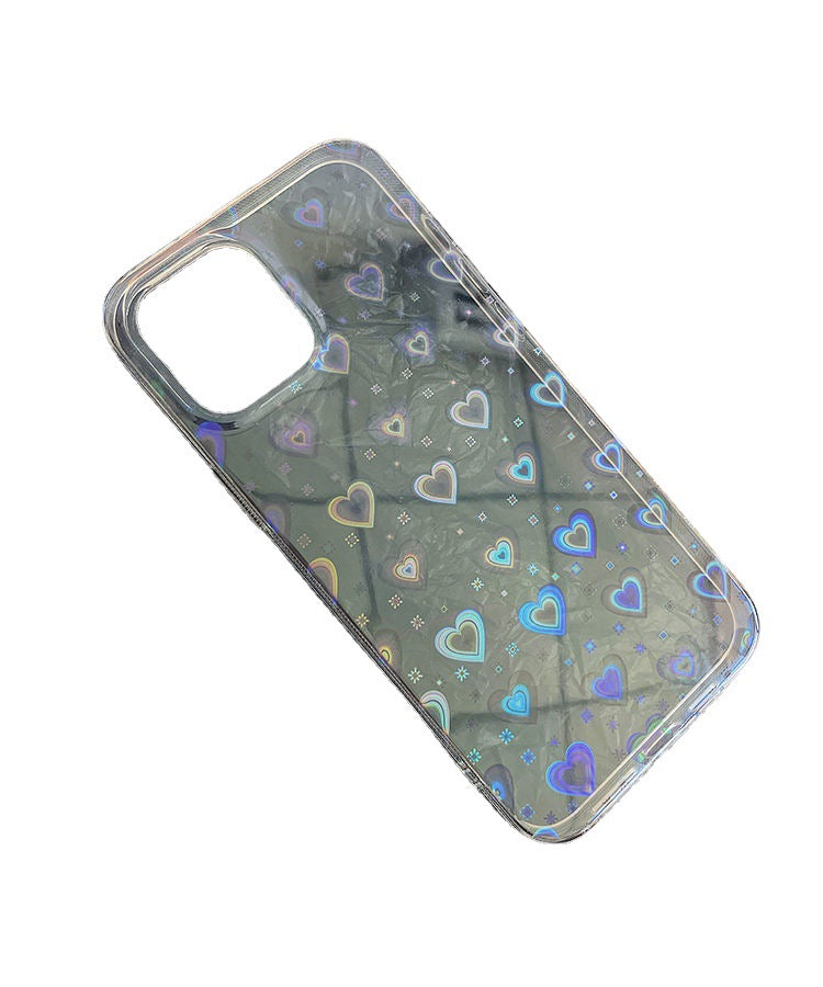 Laser Double coloré amour transparent cas de téléphone