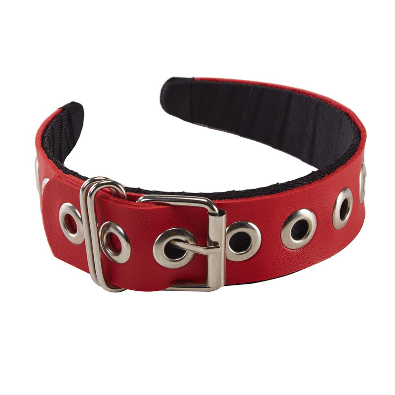 Bandeau en cuir PU avec matériel de sous-culture Goth