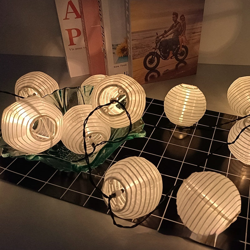 Solar Fabric Lighting Chain Colorful Lantern Décoration de l'atmosphère Chaîne
