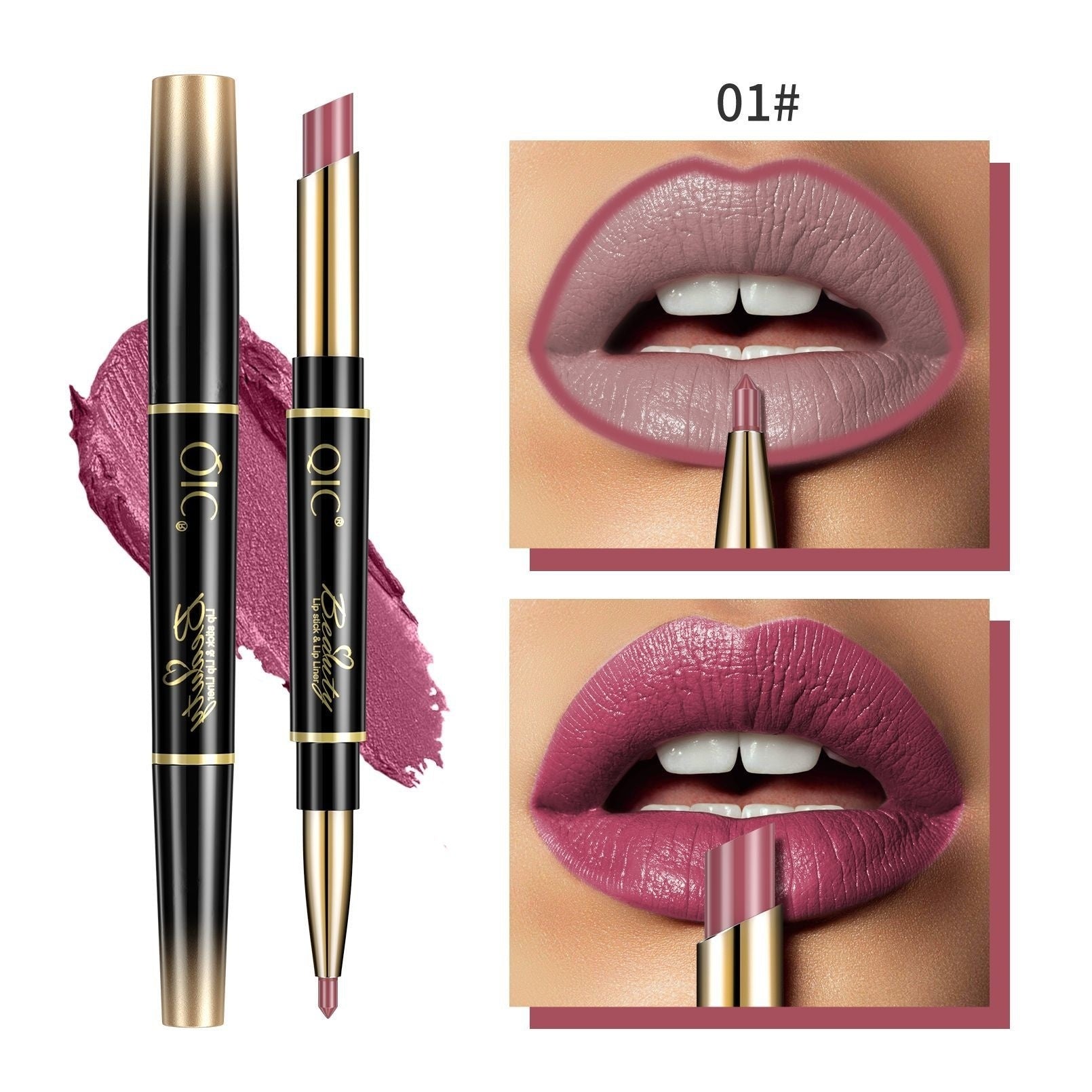 2-en-1 Stylo rouge à lèvres imperméable à l'eau