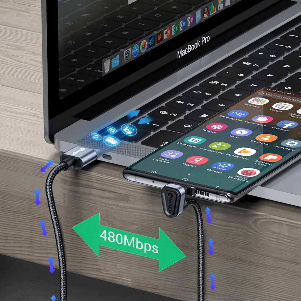 Le câble de données Triangulaire TYPE-C n'a jamais peur d'être plié. Le jeu mobile USB Char