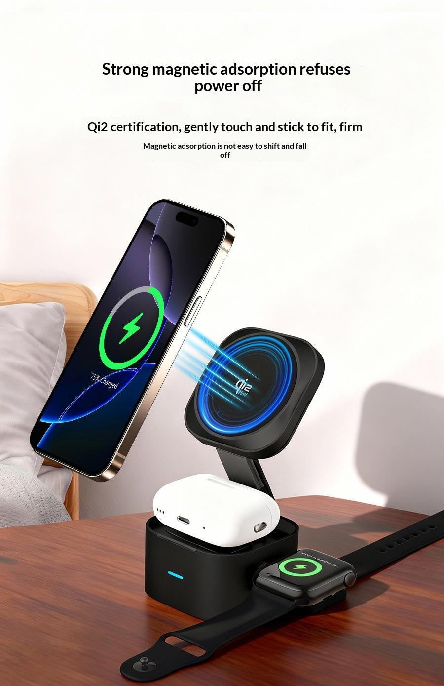 Chargeur sans fil pliable magnétique tout-en-un 25W