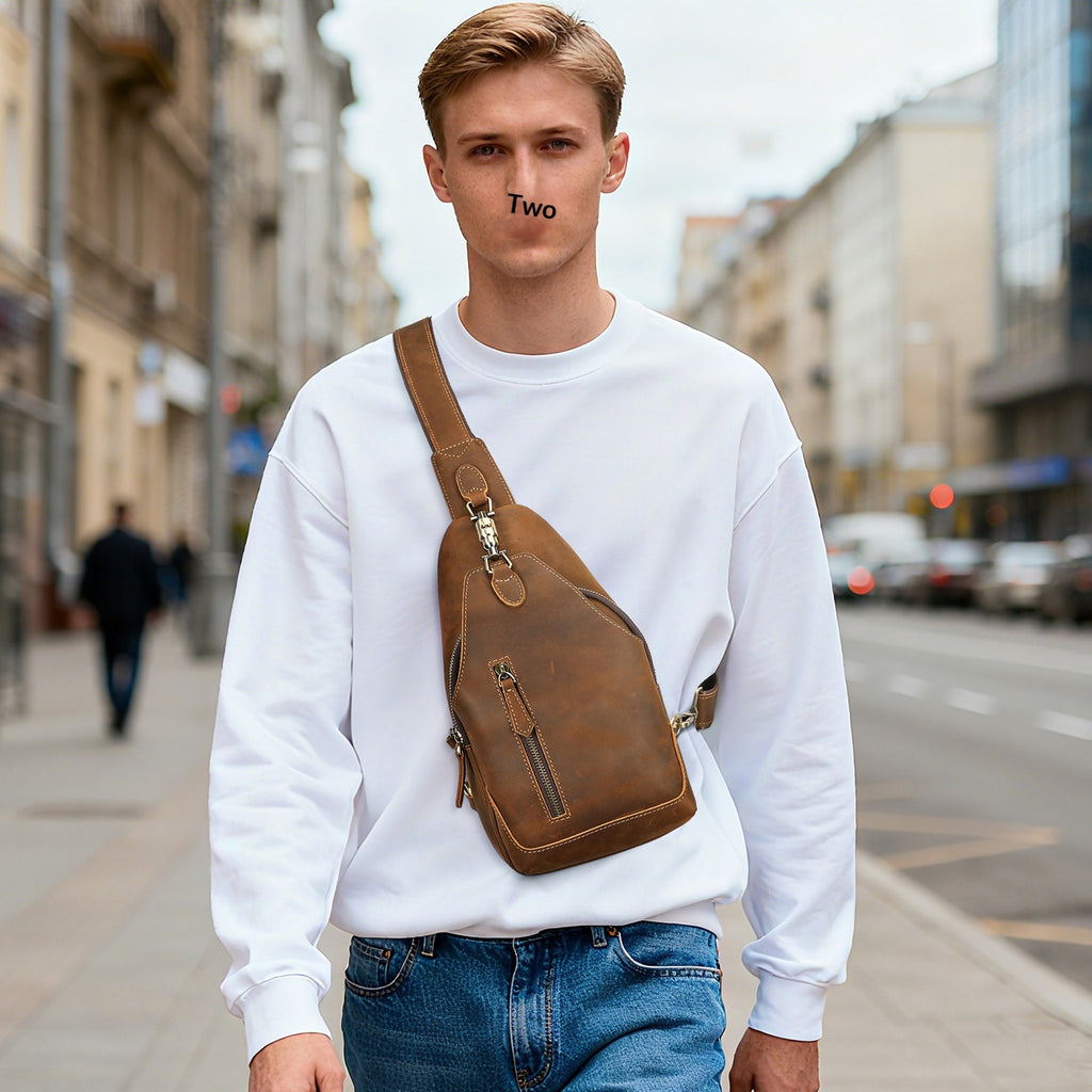 Ma Pi Mens Coffret sac en cuir véritable Vintage Lock-Clasp Avant Pack élégant Commuter devrait