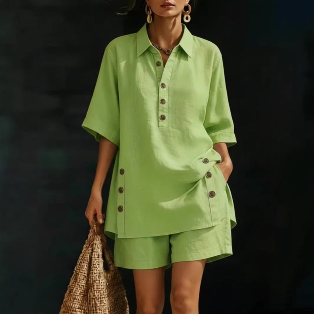 Vente chaude Automne et été Commerce extérieur Chemise à manches courtes pour femmes et pantalons allongés Tw