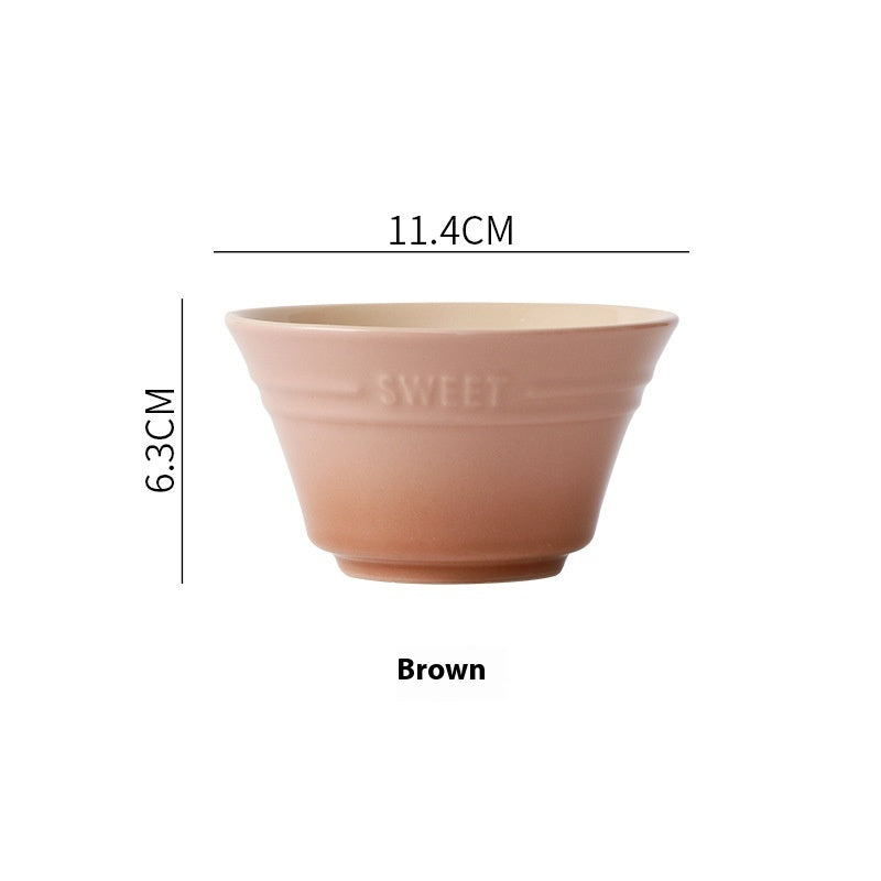 Colorful Gradient Céramique 45 pouces Bamboo Hat Rice Bowl Creative Home