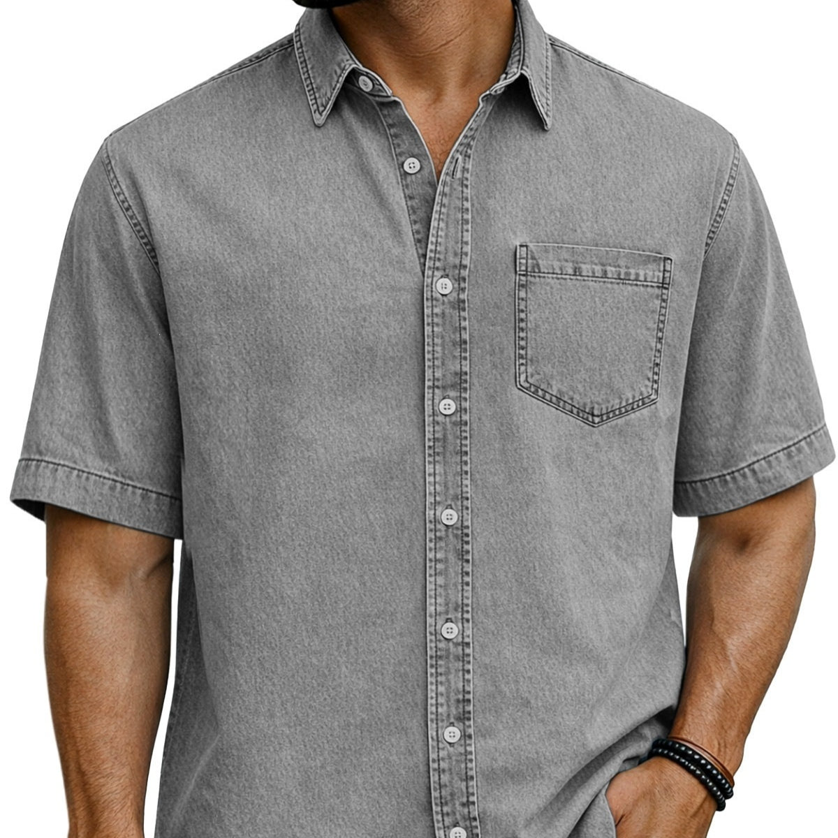 Chemise casual homme manches courtes