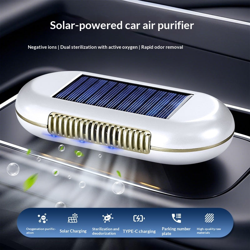 Solar Powered voiture purificateur d'air générateur d'ozone Odor Remover Désinfection intérieure automatique Dev