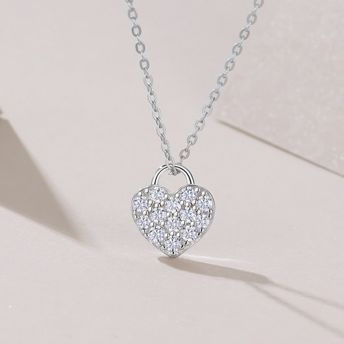 S925 Collier en moïsanite de cœur argenté 4g