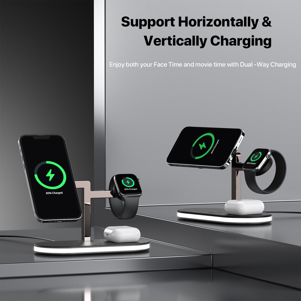 Trois-en-un Chargeur magnétique sans fil Fonction petite lampe de nuit