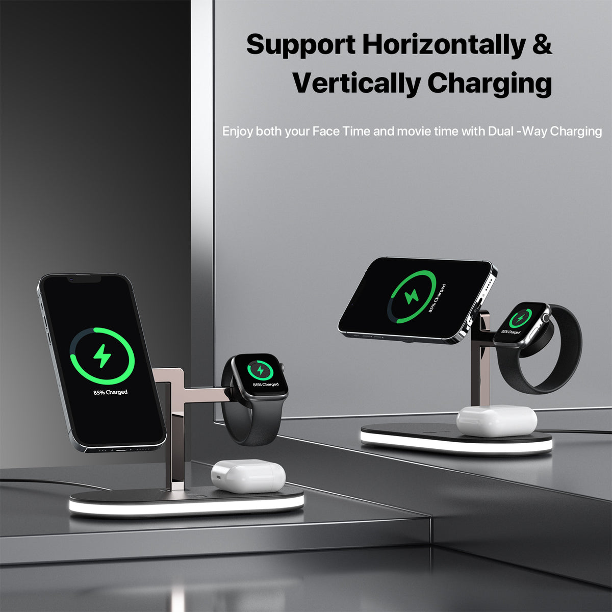 Trois-en-un Chargeur magnétique sans fil Fonction petite lampe de nuit