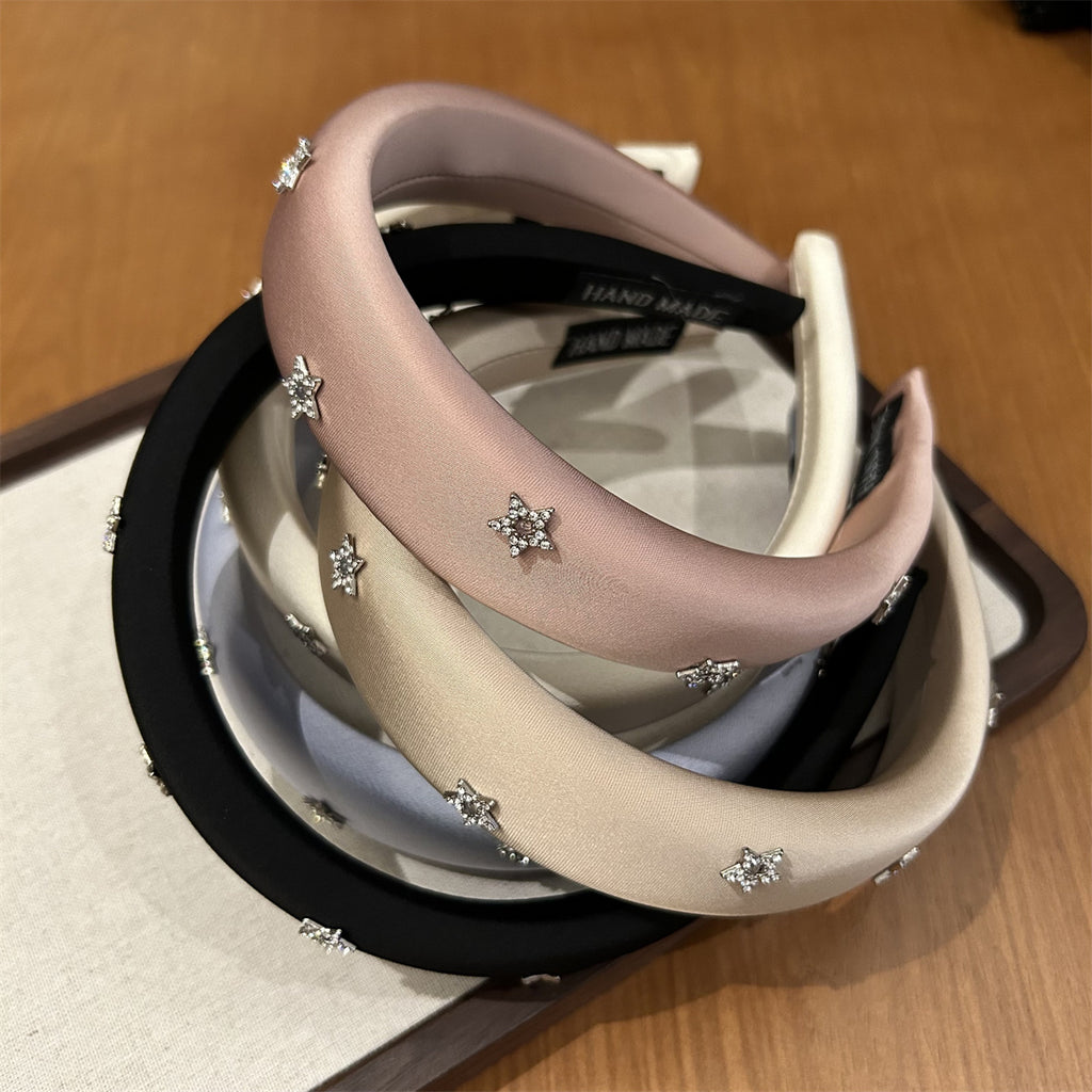 Bandeau pour femmes Haut bandeau de la Couronne avec strass étoilé Clip pour cheveux pour flyaways