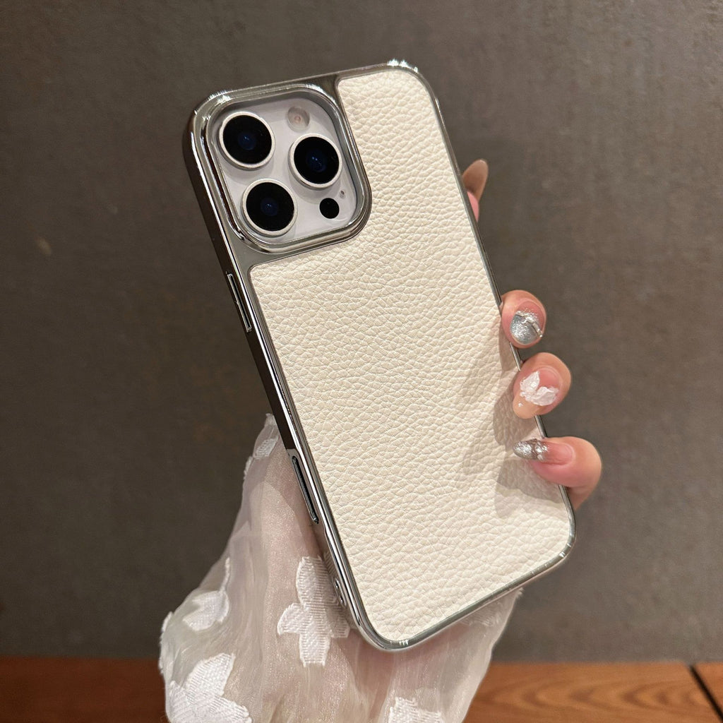 Lychee Leather Pattern Phone Case Electroplating Drop-resistant All-inclusive