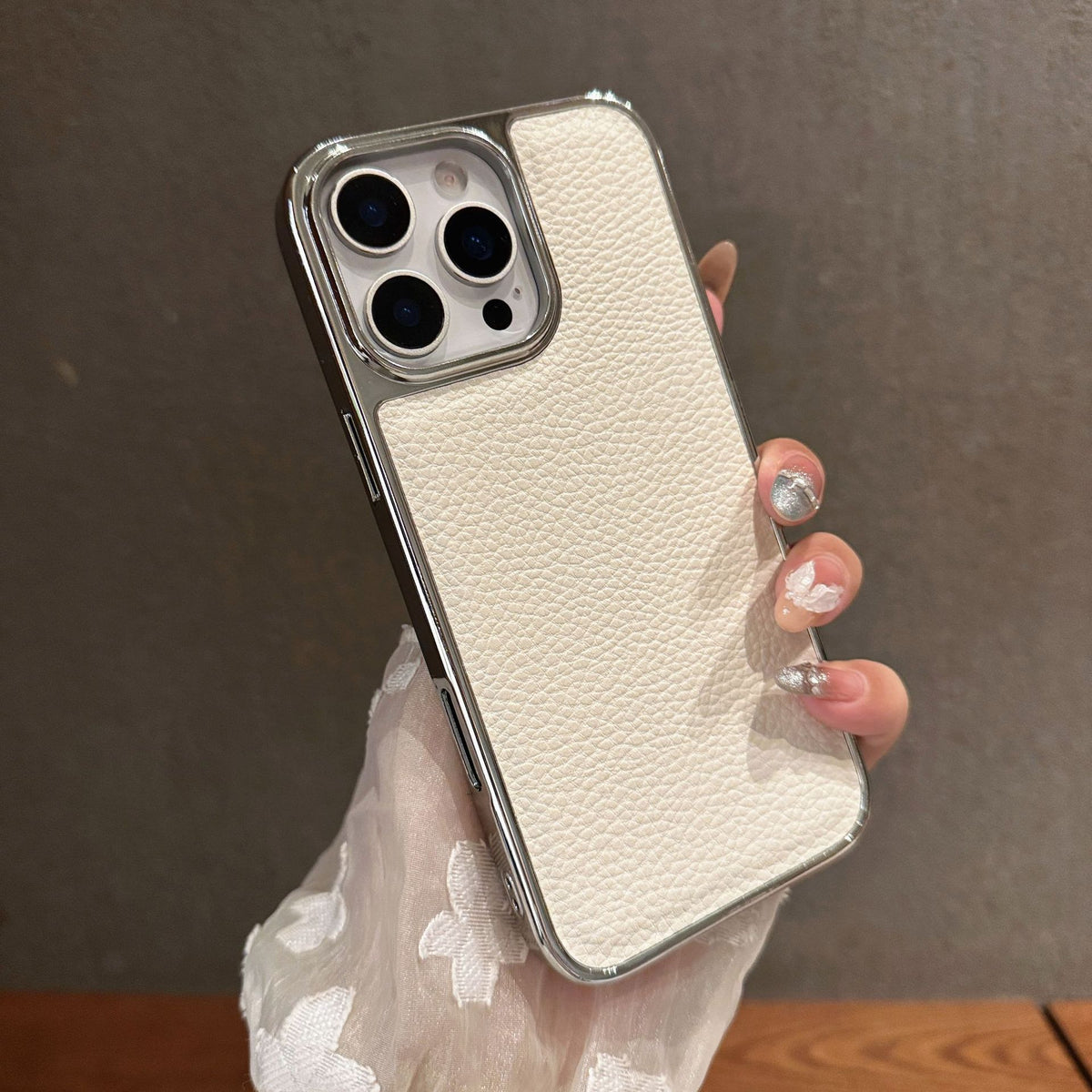 Lychee Leather Pattern Phone Case Electroplating Drop-resistant All-inclusive