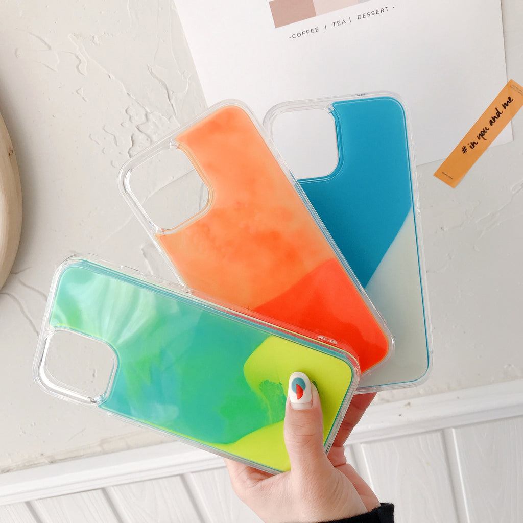 Coque de téléphone en poudre de paillettes lumineuses en plastique