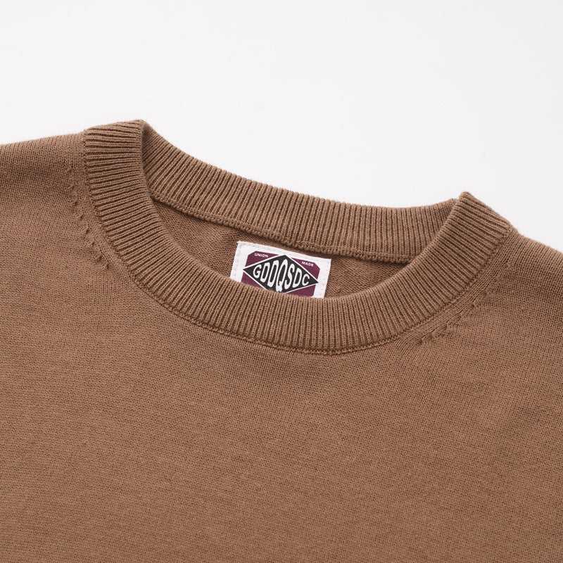 T-shirt à manches courtes pour homme en fil de coton pur Col rond