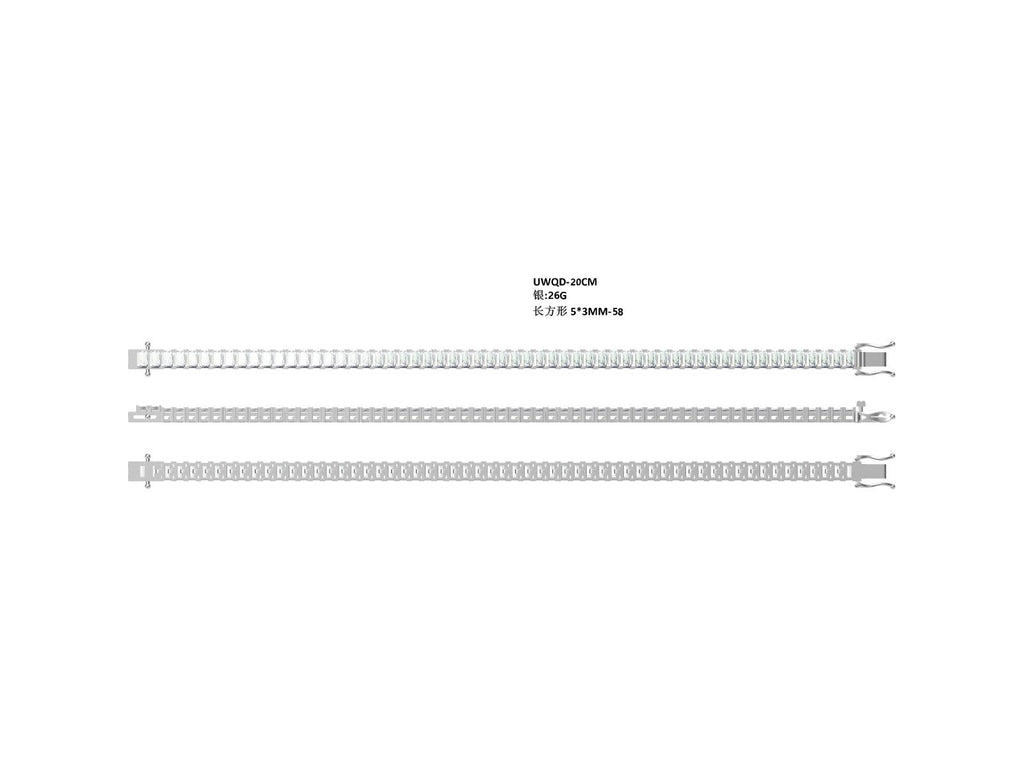S925 Argent Sterling 5x3mm Baguette Coupe Moissanite Bracelet de tennis D Couleur VVS1 16-18-20cm