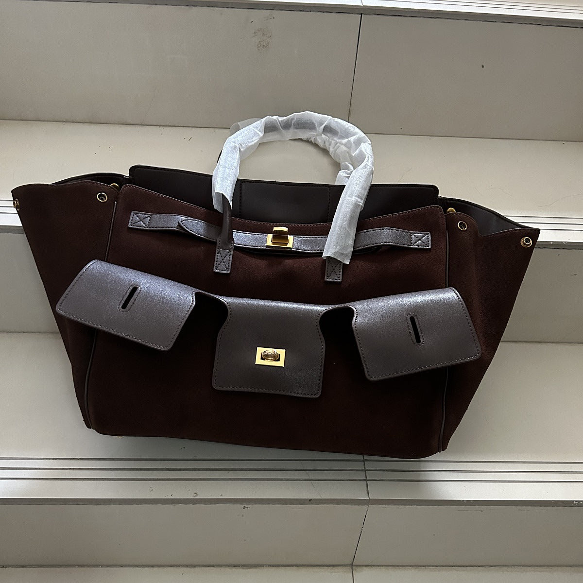 Grand-Capacité Neutre-Style Tote Wing véritable sac de moto en cuir