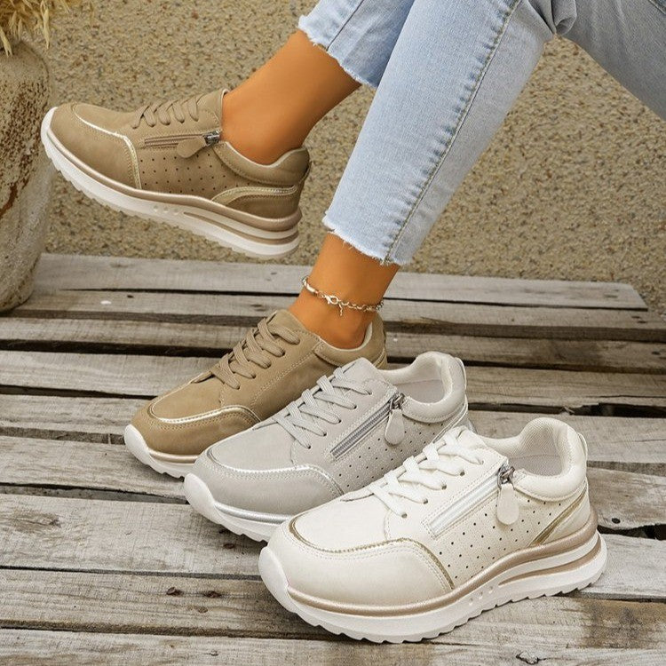 Side-zip Sneakers respirables avec une semelle chunky pour le confort