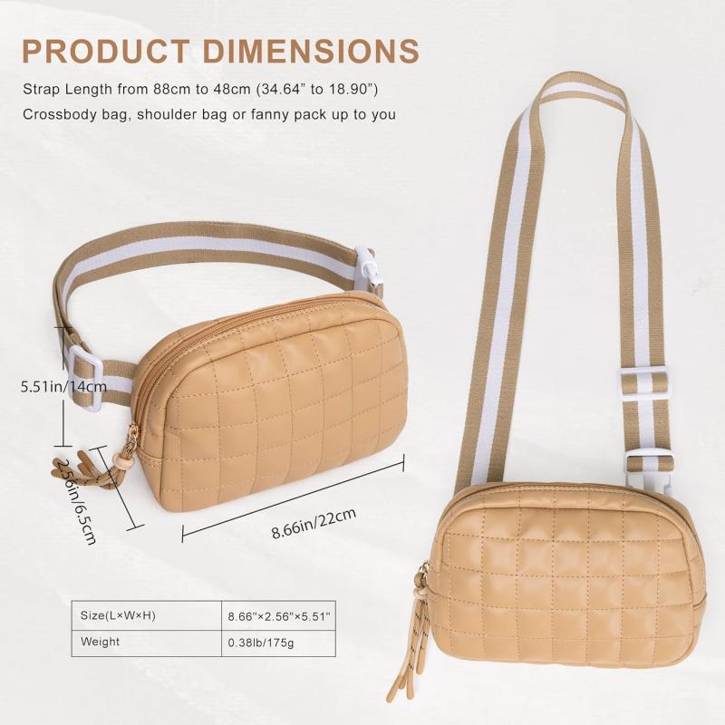 Viva Terry Women's Quilted Waist Pack Small Puffy Sports Bag Bracelet réglable idéal pour Ru