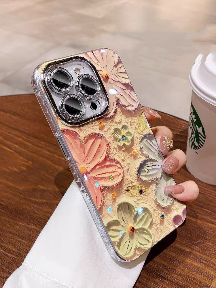 Bleu clair peinture à l'huile Flower Phone Case