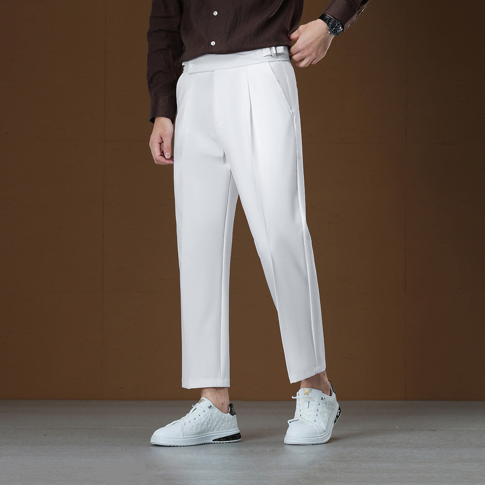 Pantalons pour hommes non-iron réglables de taille légère Business Gentleman Straight Leg Pantalons