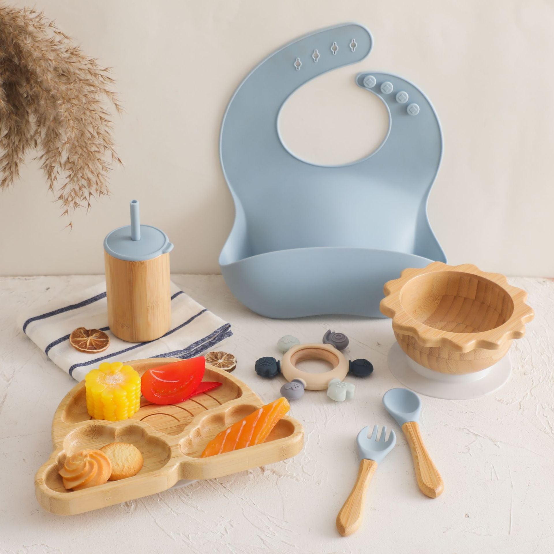 Style nordique Baby Bamboo Ensemble de vaisselle Spork combiné