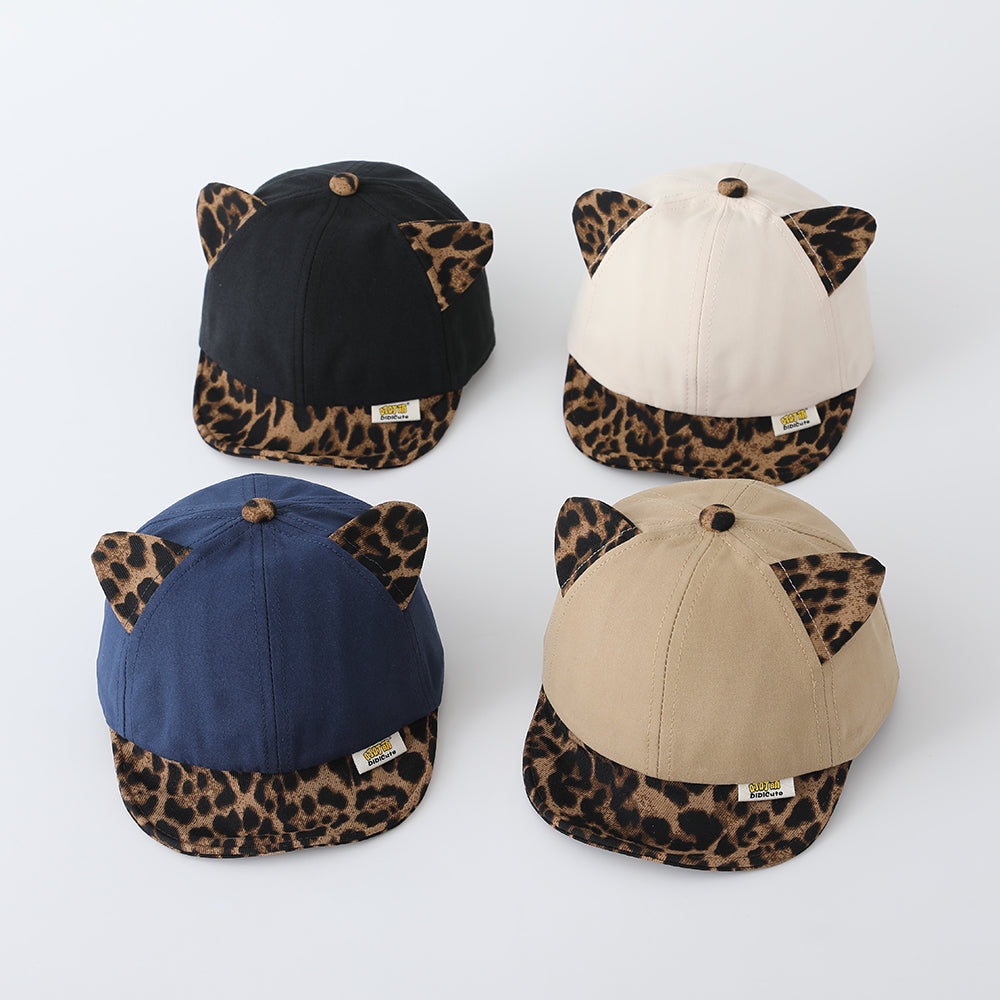Le Patchwork Leopard Imprimer Cartoon Brimmed Cat-ear réglable Mignon Casual Cap de baseball est