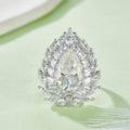 S925 Argent Sterling 4ct Poire Moissanite Anneau