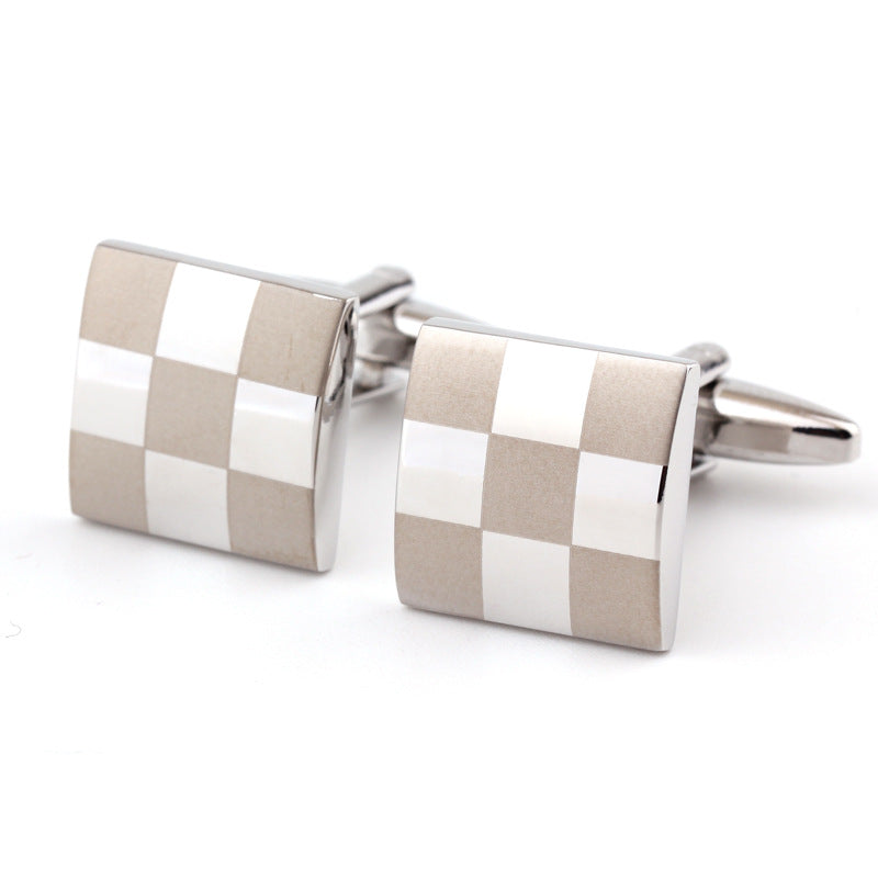 Chemise française en Plaid carré Men's Cufflinks Cufflink