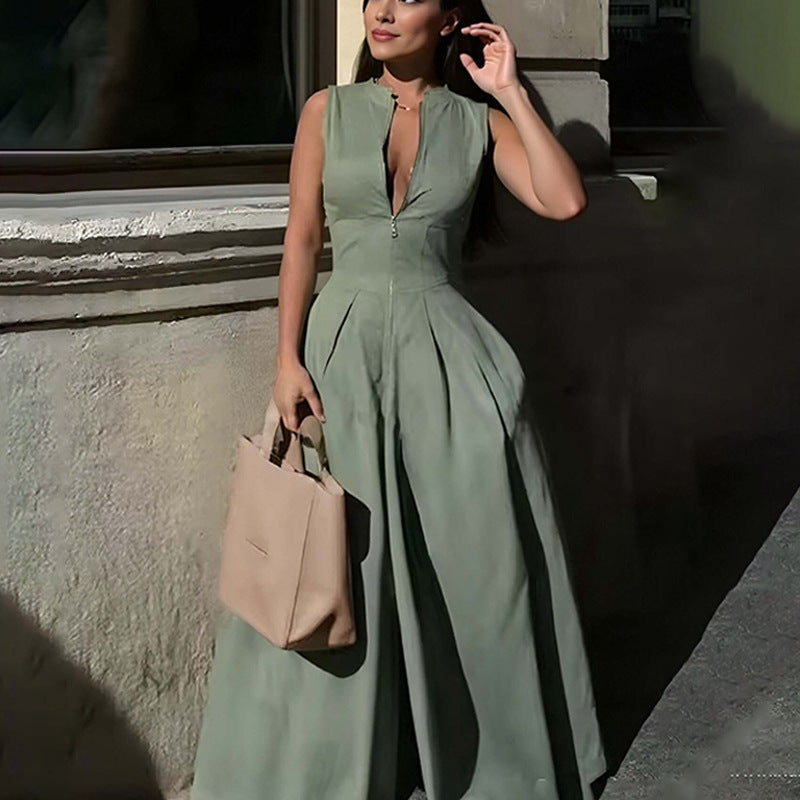 Vêtements de femmes d'été European and American Style Jumpsuit Mode Casual Solid Color Lo