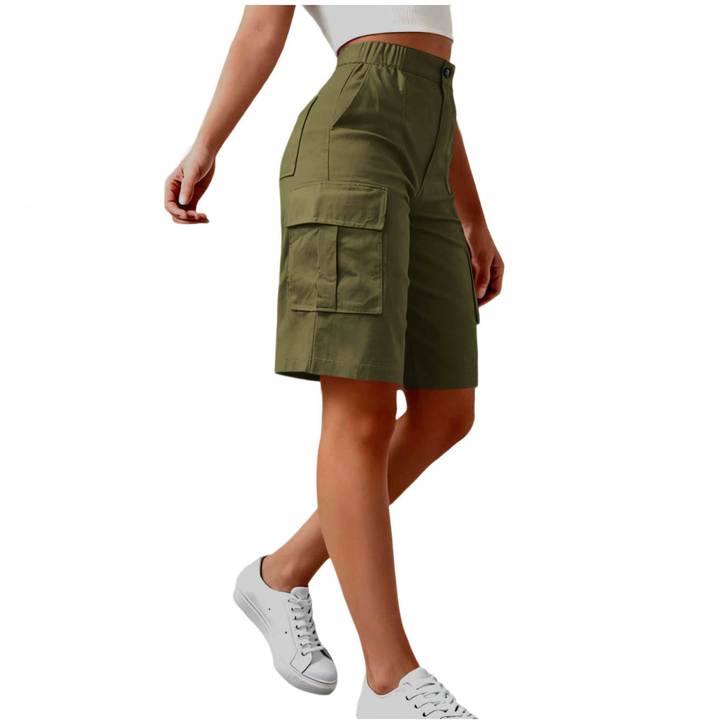 Shorts de fret haute taille pour femmes avec des poches multiples